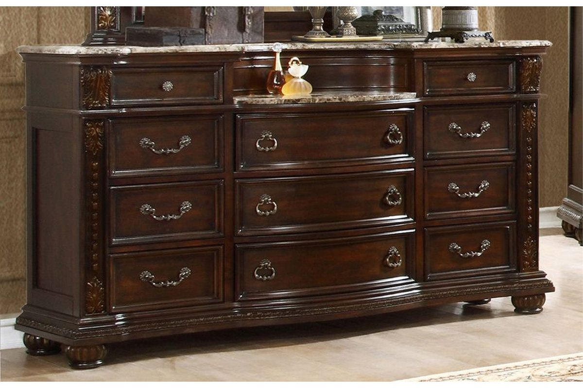 Classic Dark Cherry Wood Dresser