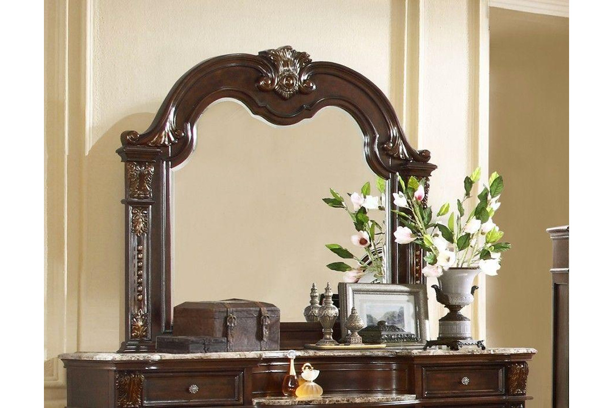 Classic Dark Cherry Wood Mirror