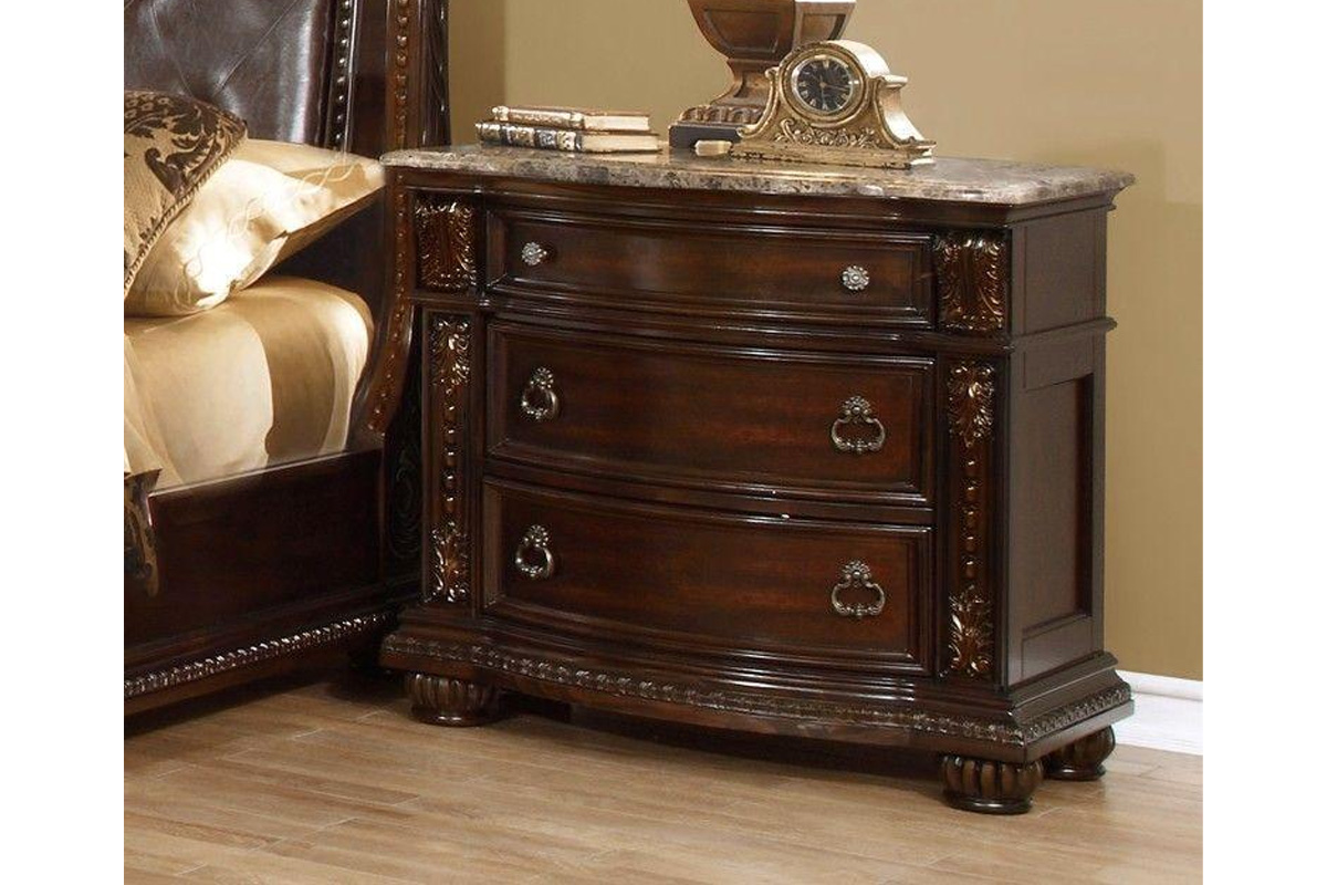 Classic Dark Cherry Wood Nightstand