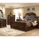 Dark Cherry Button Tufted Sleigh Eastern King Panel Bed