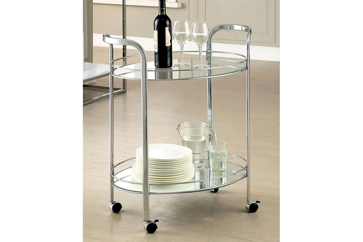 Loule Contemporary Chrome Metal Serving Cart