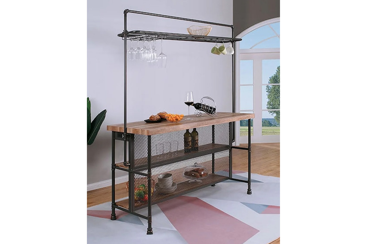 Pariaman Industrial Natural & Sand Black Metal Bar Table