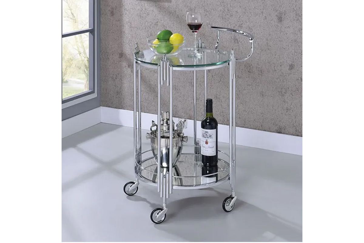 Ebbe Contemporary Chrome Metal Serving Cart