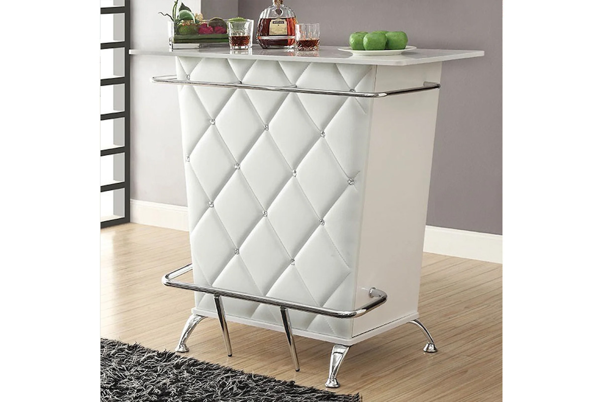 Fuero Contemporary White & Chrome Metal Bar Table