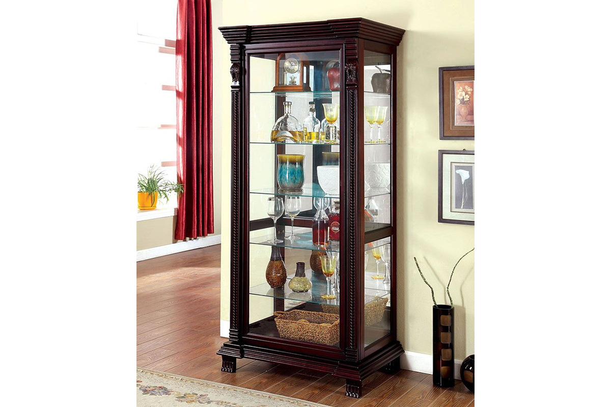 Tulare Traditional Dark Cherry Solid Wood Curio