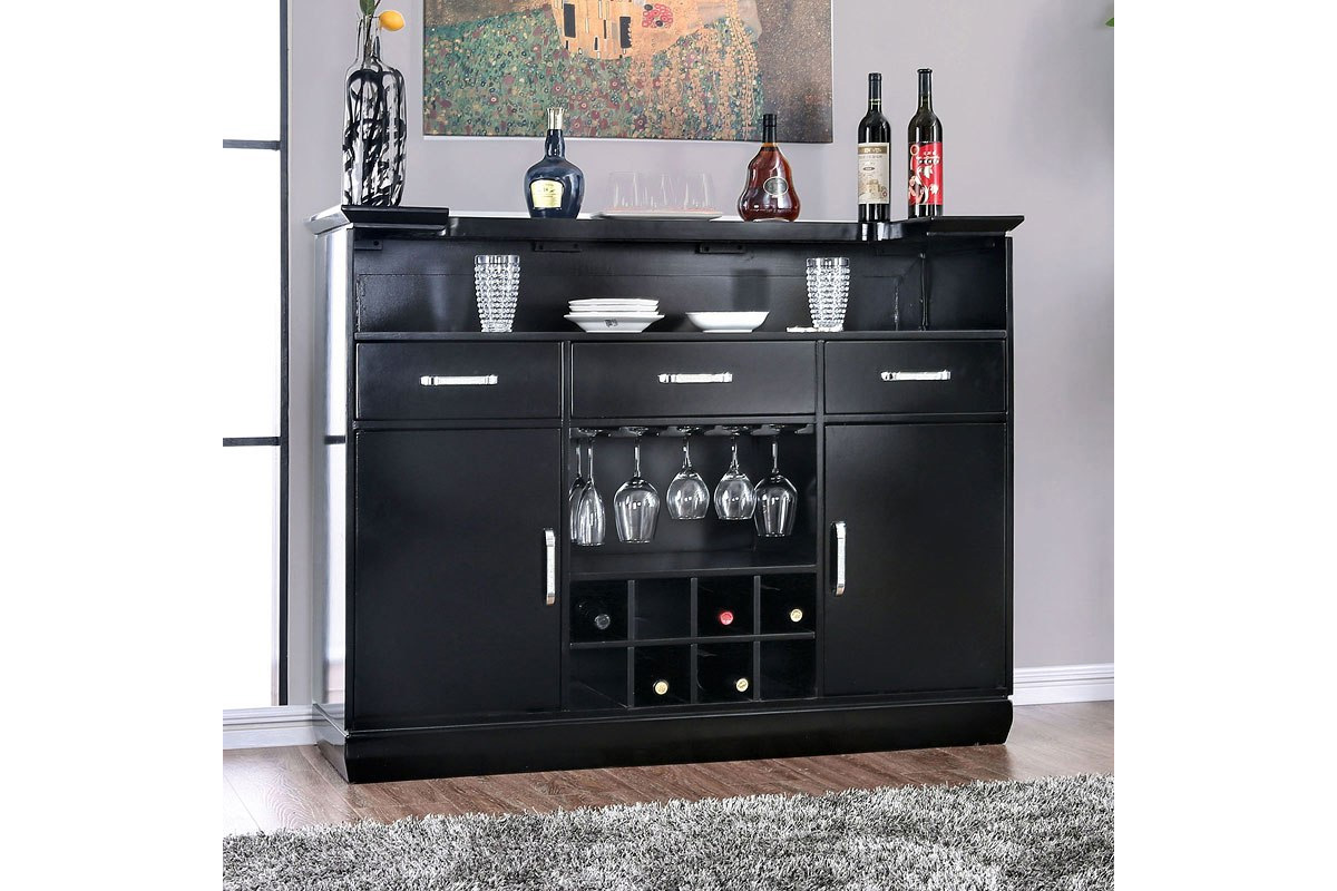 Alena Transitional Black Solid Wood Bar Table