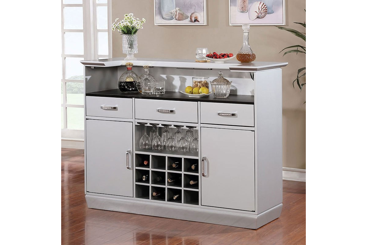 Alena Transitional Silver Solid Wood Bar Table