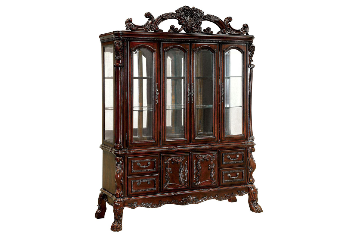 Medieve Traditional Cherry Wood China Hutch & Buffet