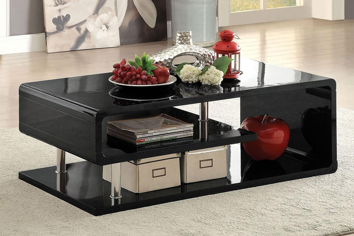 Ninove Contemporary Black & Chrome Metal Coffee Table