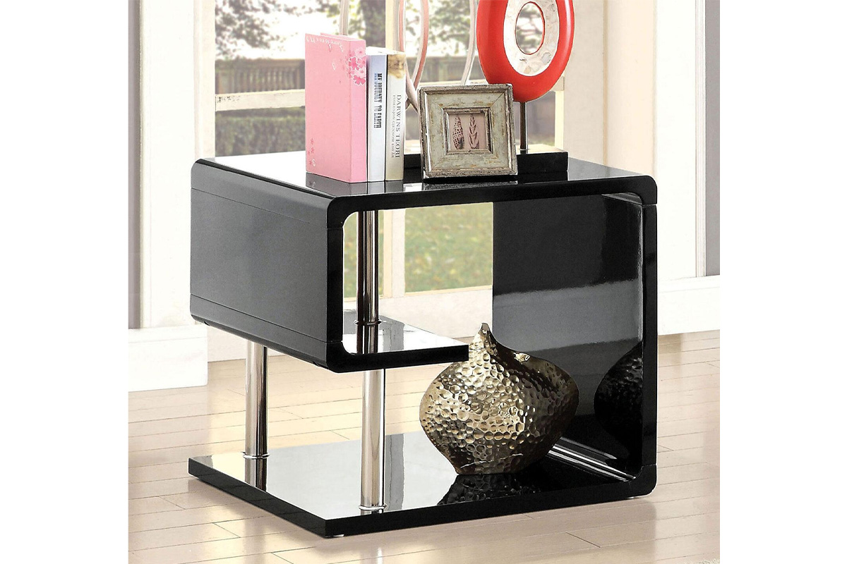 Ninove Contemporary Black & Chrome Metal End Table