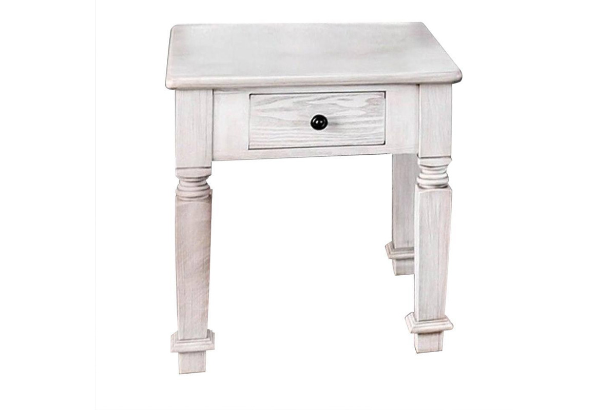 Joliet Transitional Antique White End Table