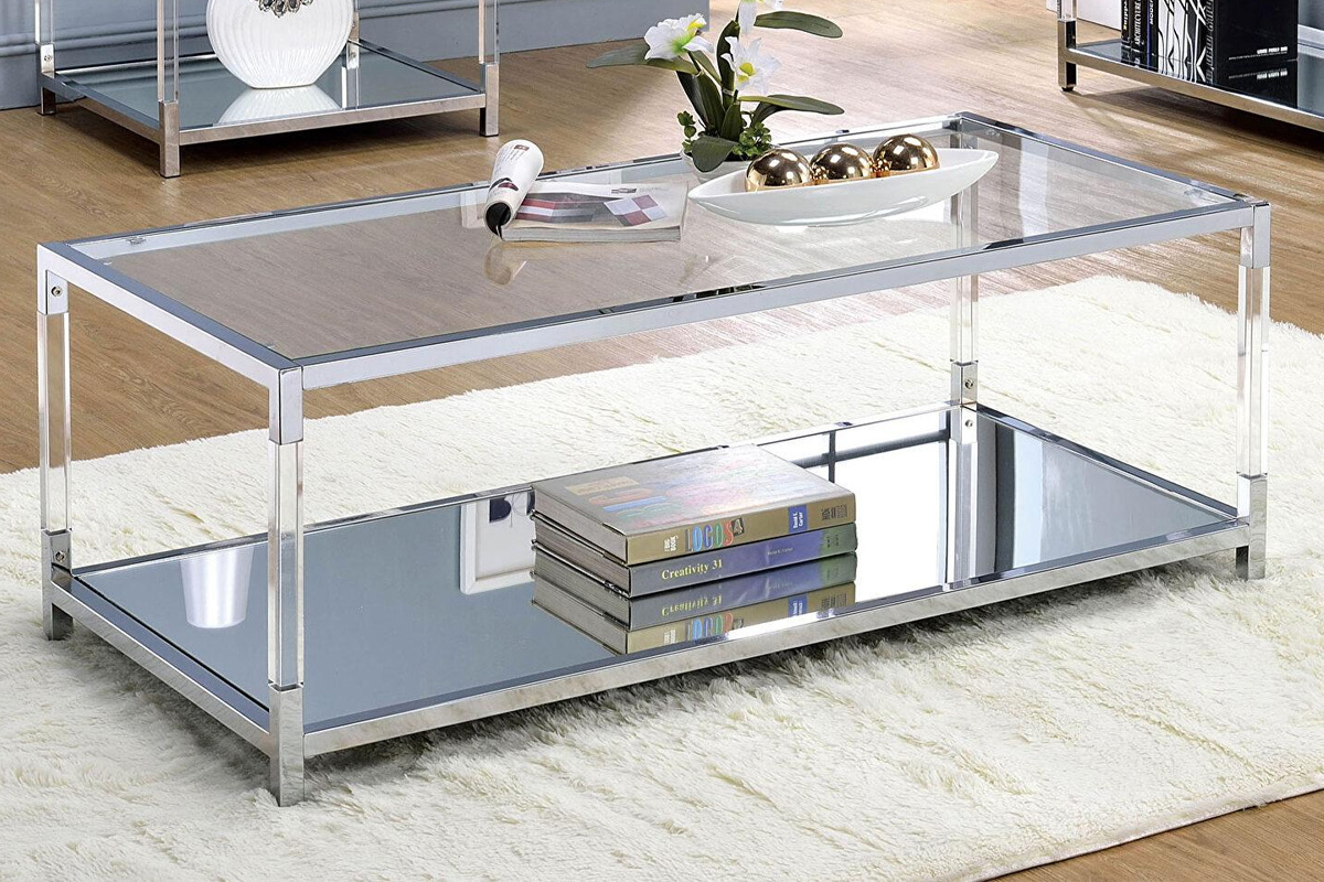 Ludvig Contemporary Chrome Tempered Glass Coffee Table