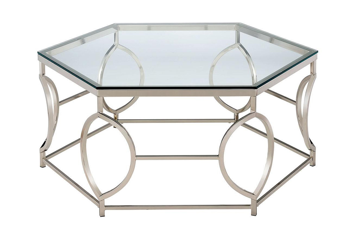 Zola Contemporary Chrome Tempered Glass Coffee Table
