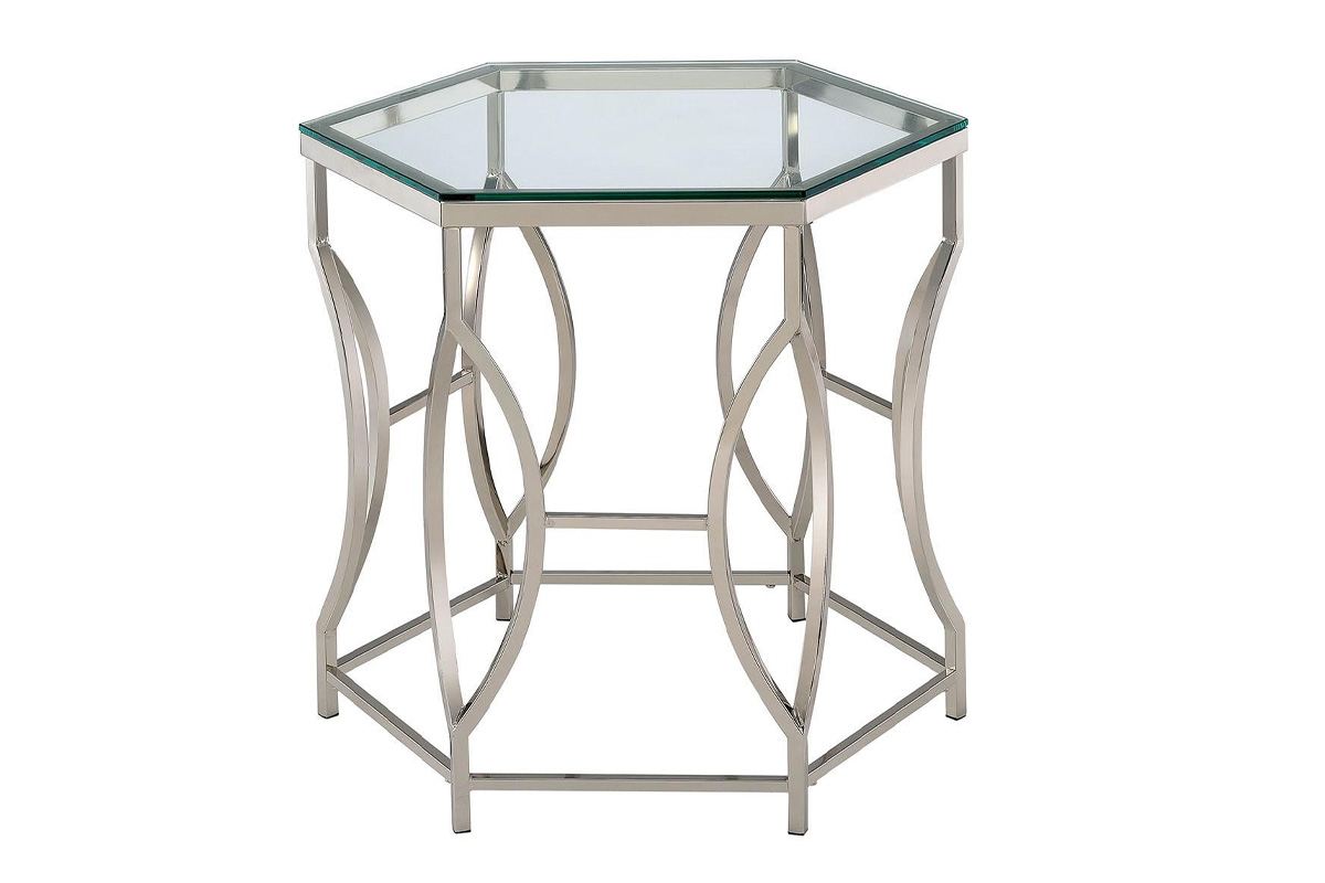 Zola Contemporary Chrome Tempered Glass End Table