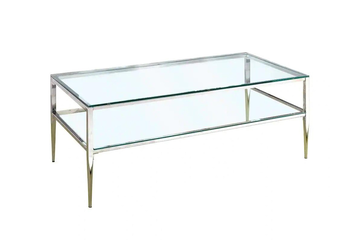 Tanika Contemporary Chrome Tempered Glass Coffee Table
