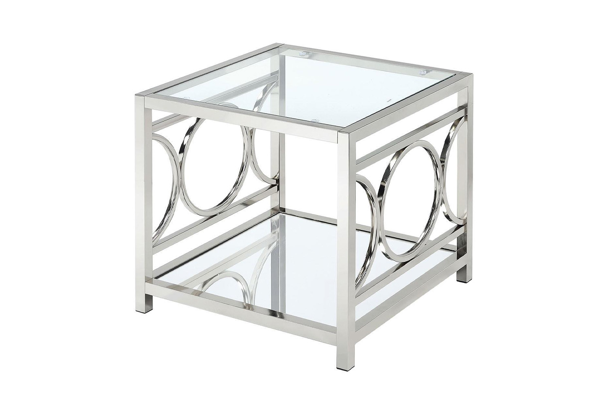 Rylee Contemporary Chrome Tempered Glass End Table