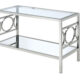 Rylee Contemporary Chrome Tempered Glass Sofa Table