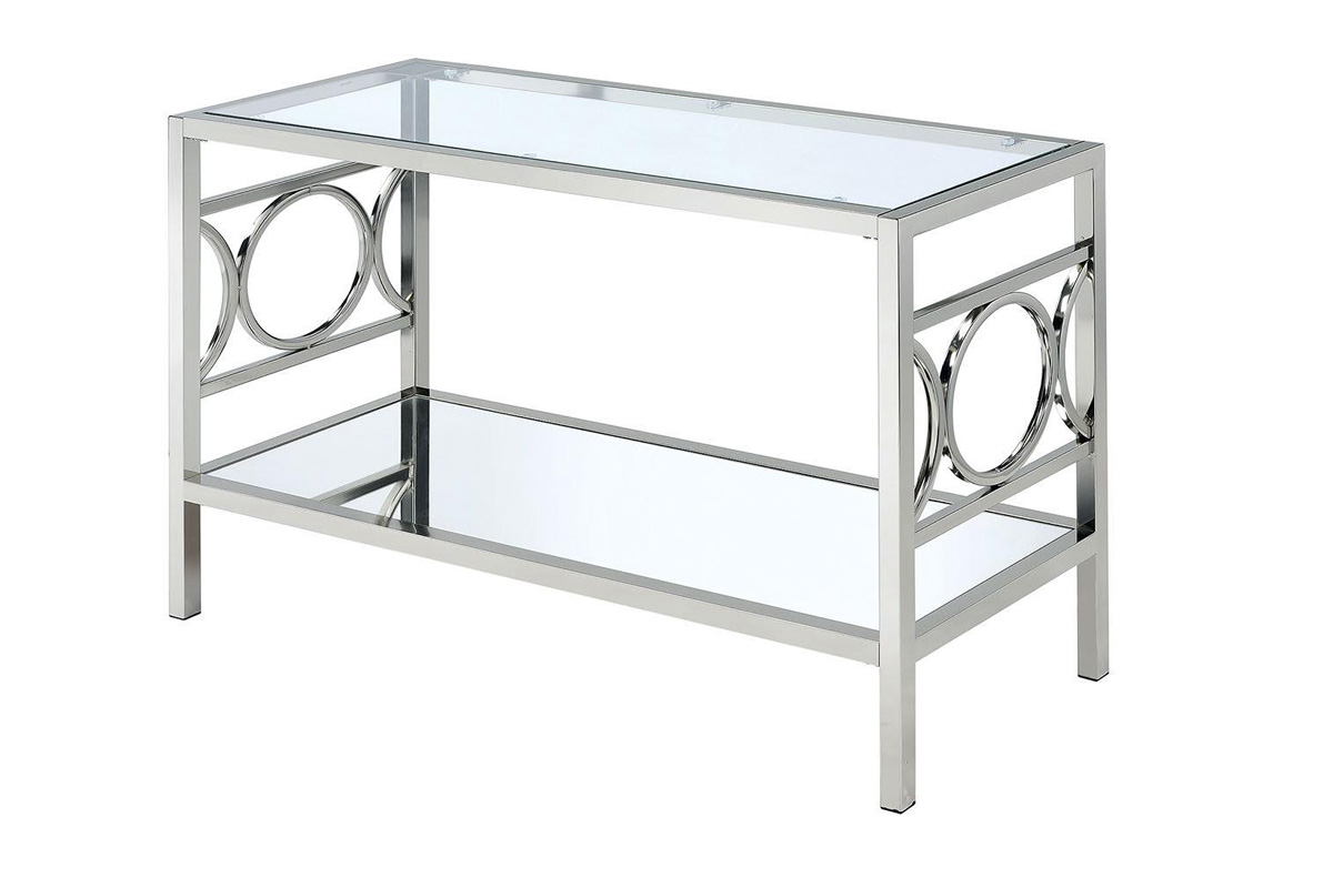 Rylee Contemporary Chrome Tempered Glass Sofa Table