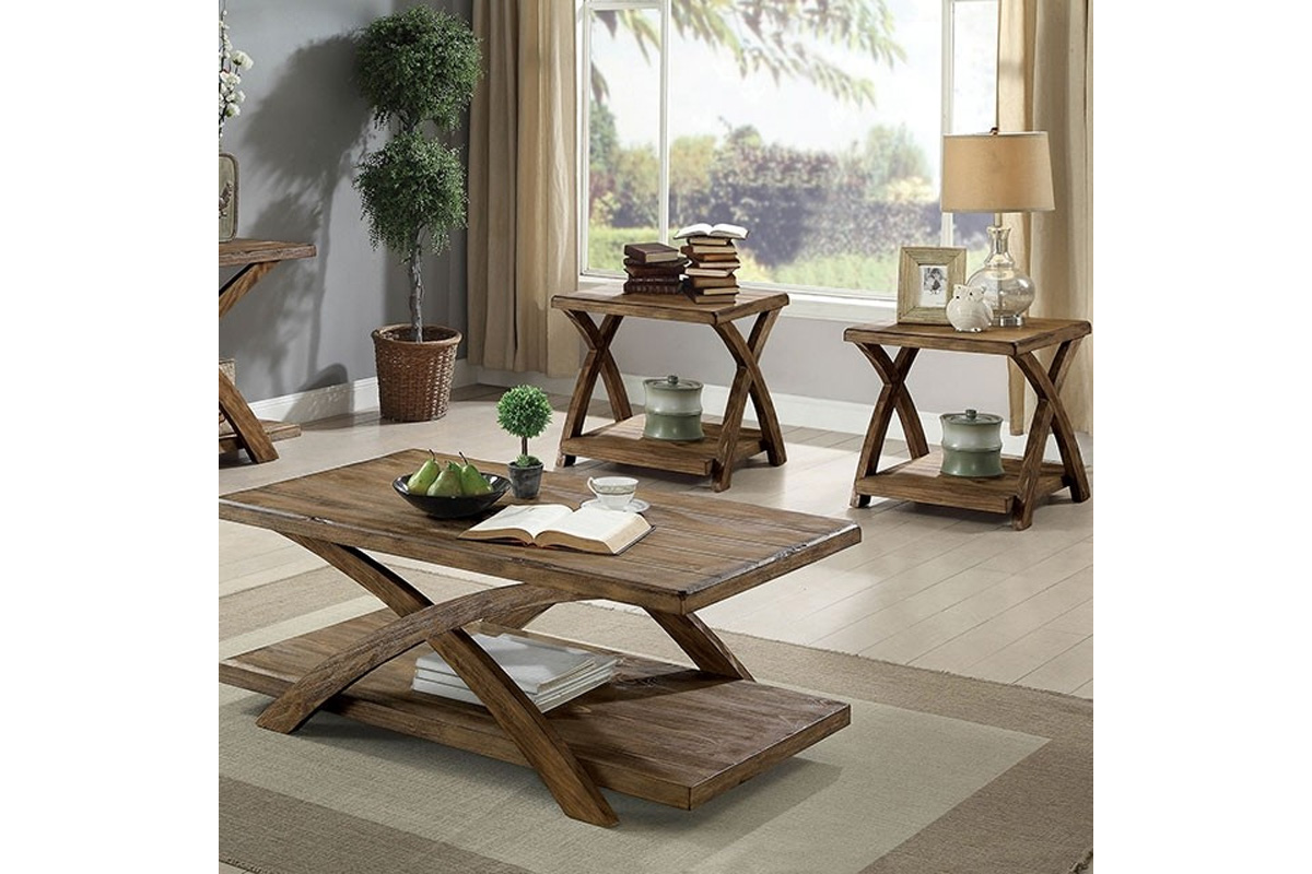 3 Pcs Set Bryanna Rustic Antique Light Oak