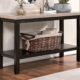 Rosetta Transitional Dark Walnut Faux Marble Top Sofa Table
