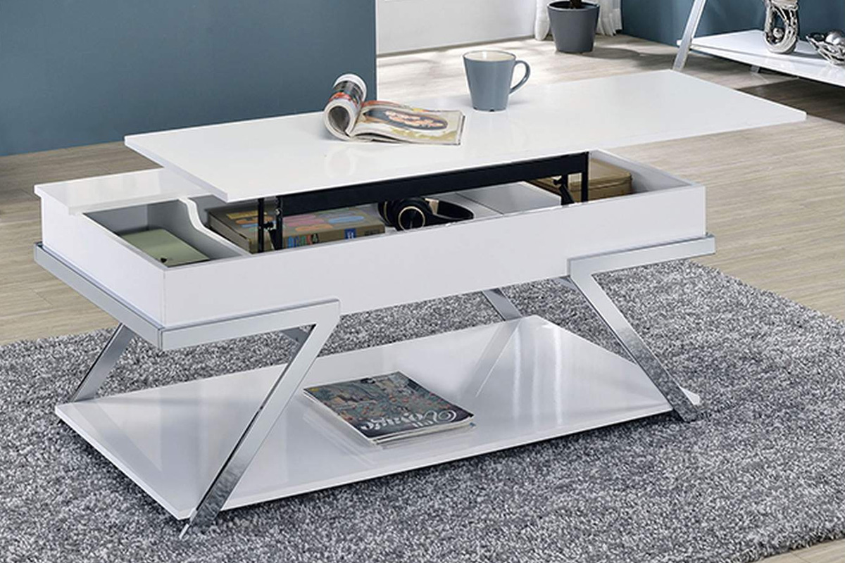 Titus Contemporary White & Chrome Coffee Table
