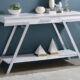 Titus Contemporary White & Chrome Sofa Table