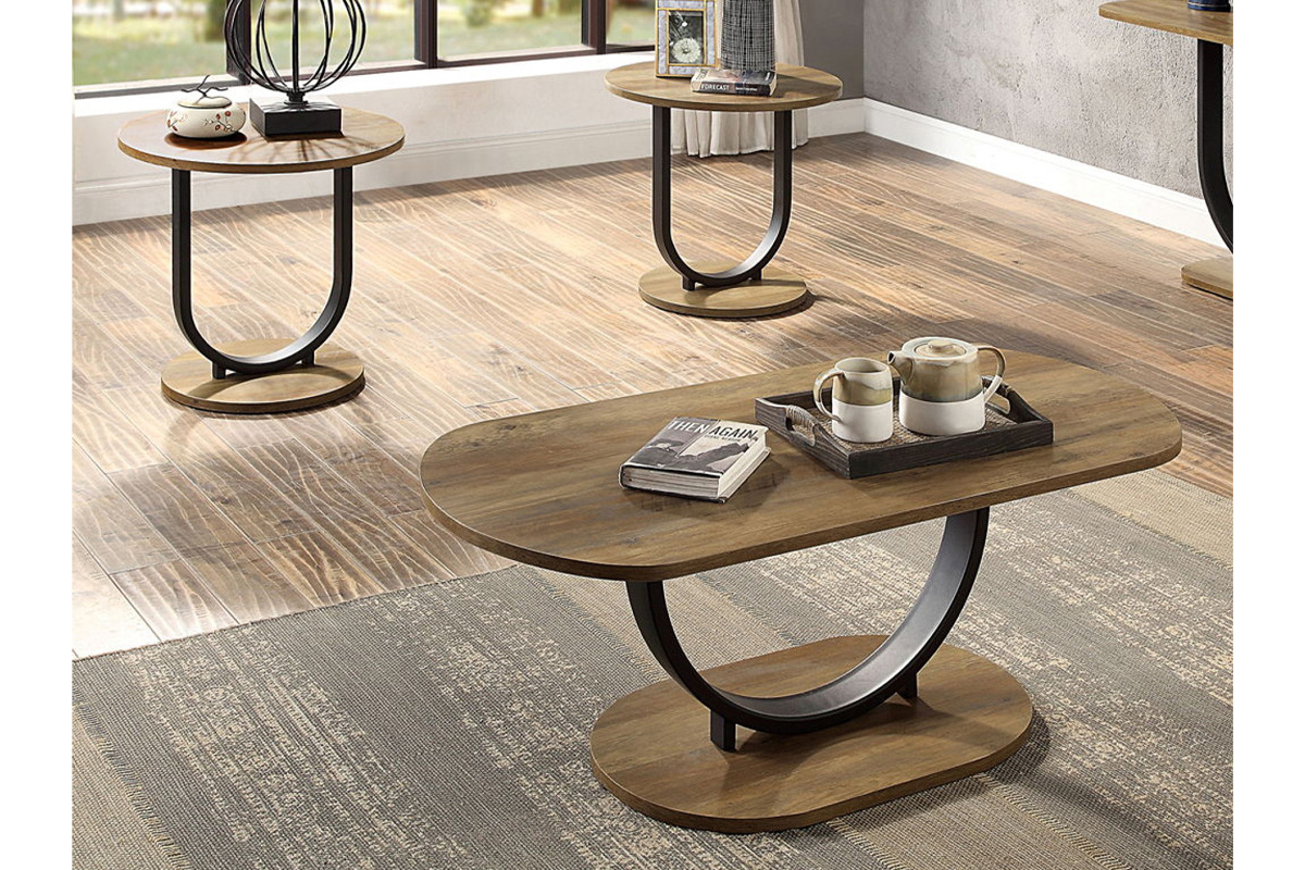 3 Pcs Set Olbia Industrial Rustic Oak