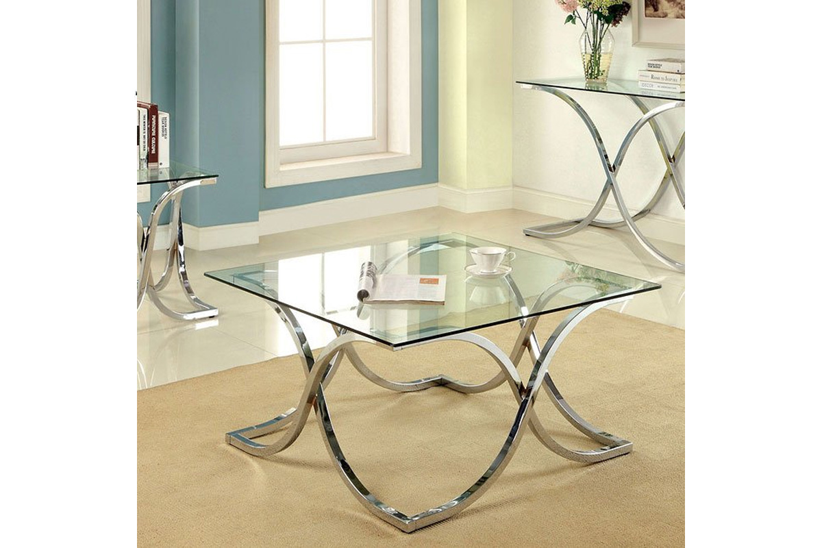Luxa Contemporary Chrome Tempered Glass Coffee Table