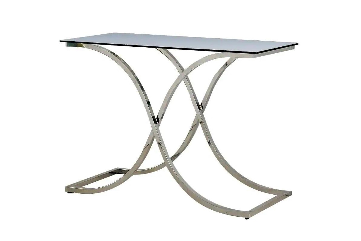 Luxa Contemporary Chrome Tempered Glass Sofa Table