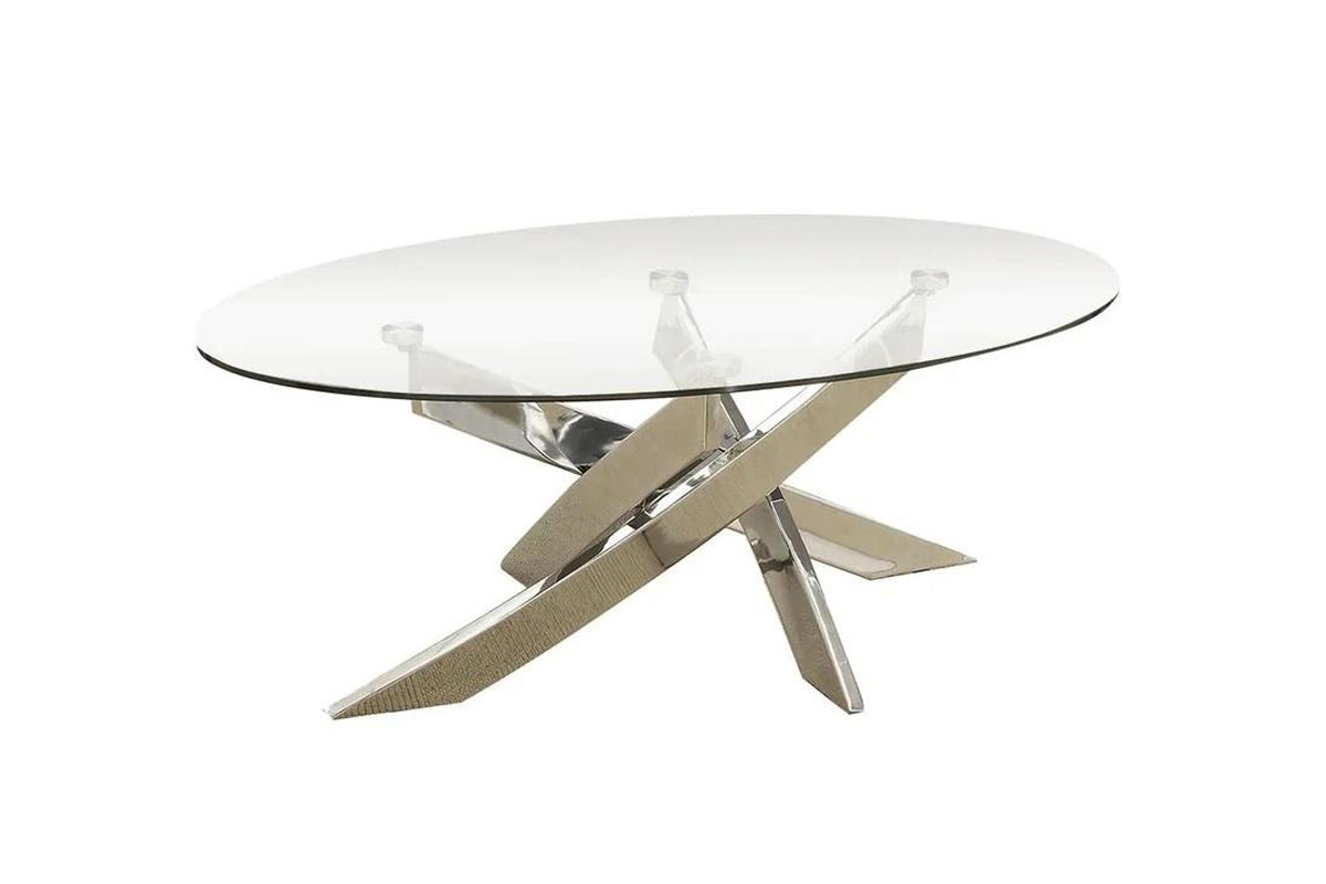 Laila Contemporary Chrome Tempered Glass Coffee Table
