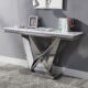 Villarsglane Glam Chrome Stainless Steel & Faux Marble Top Sofa Table