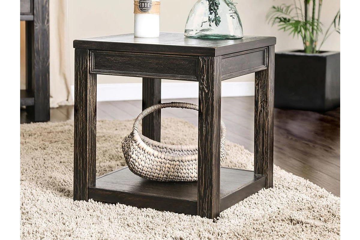 Meadow Rustic Antique Black End Table