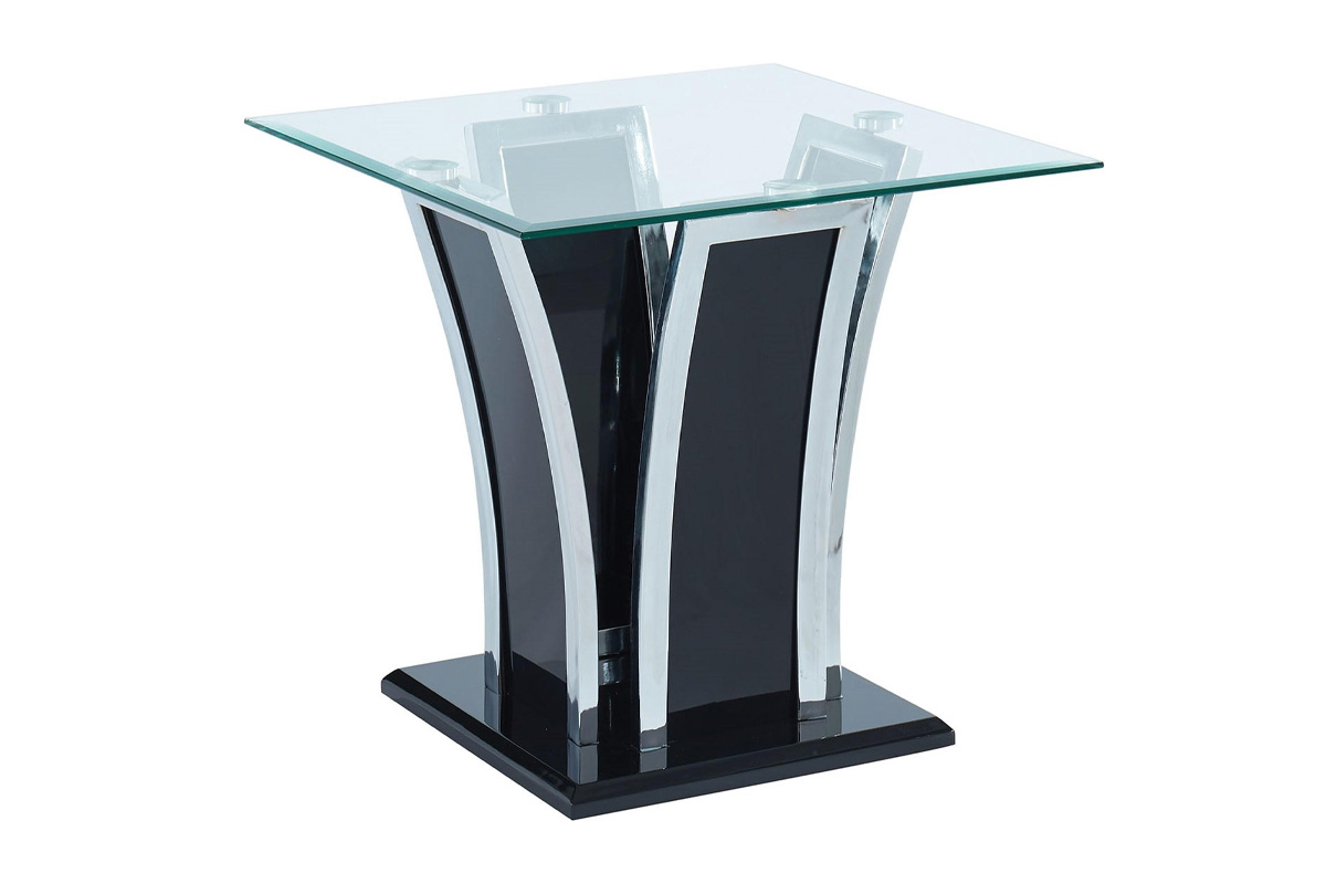 Staten Contemporary Black & Chrome End Table