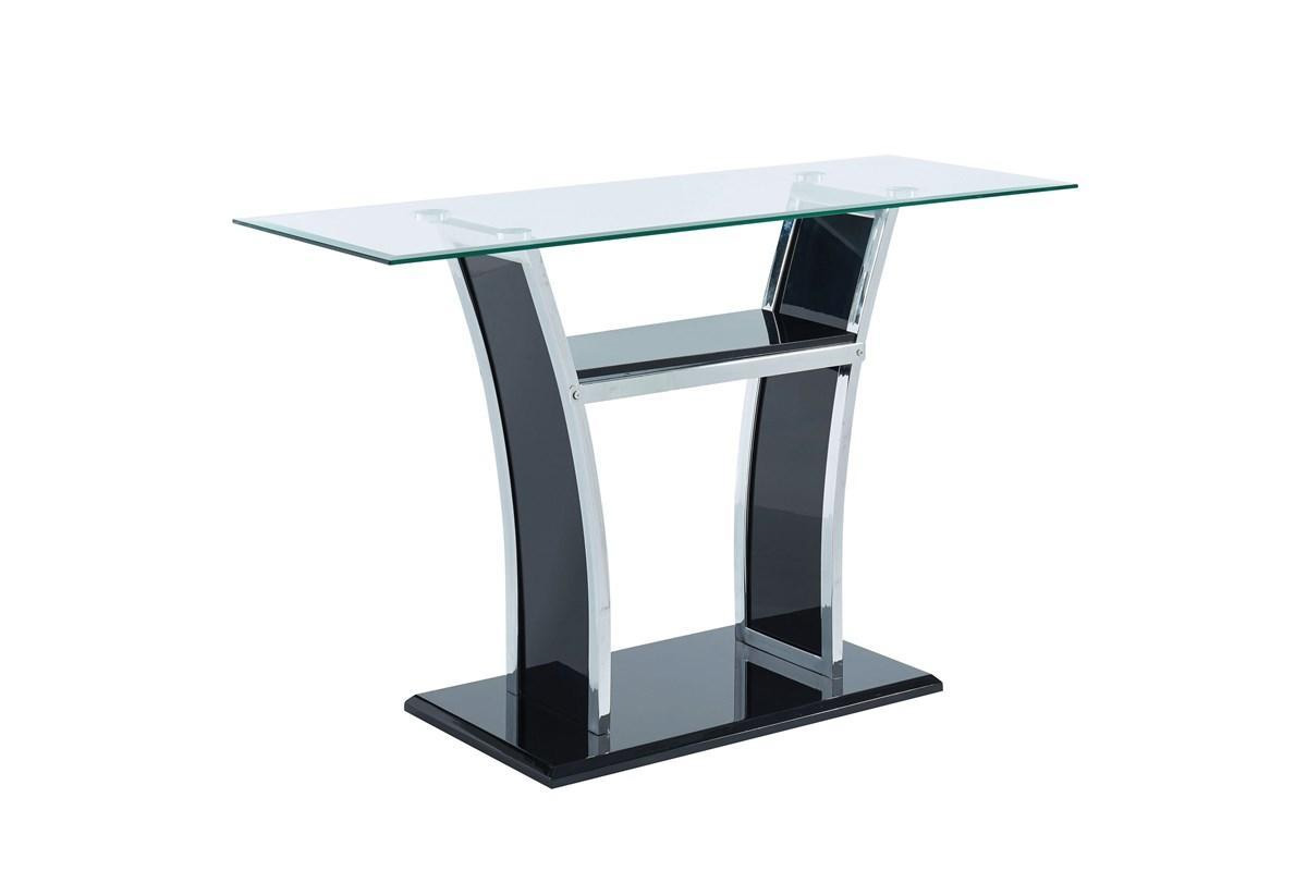 Staten Contemporary Black & Chrome Sofa Table