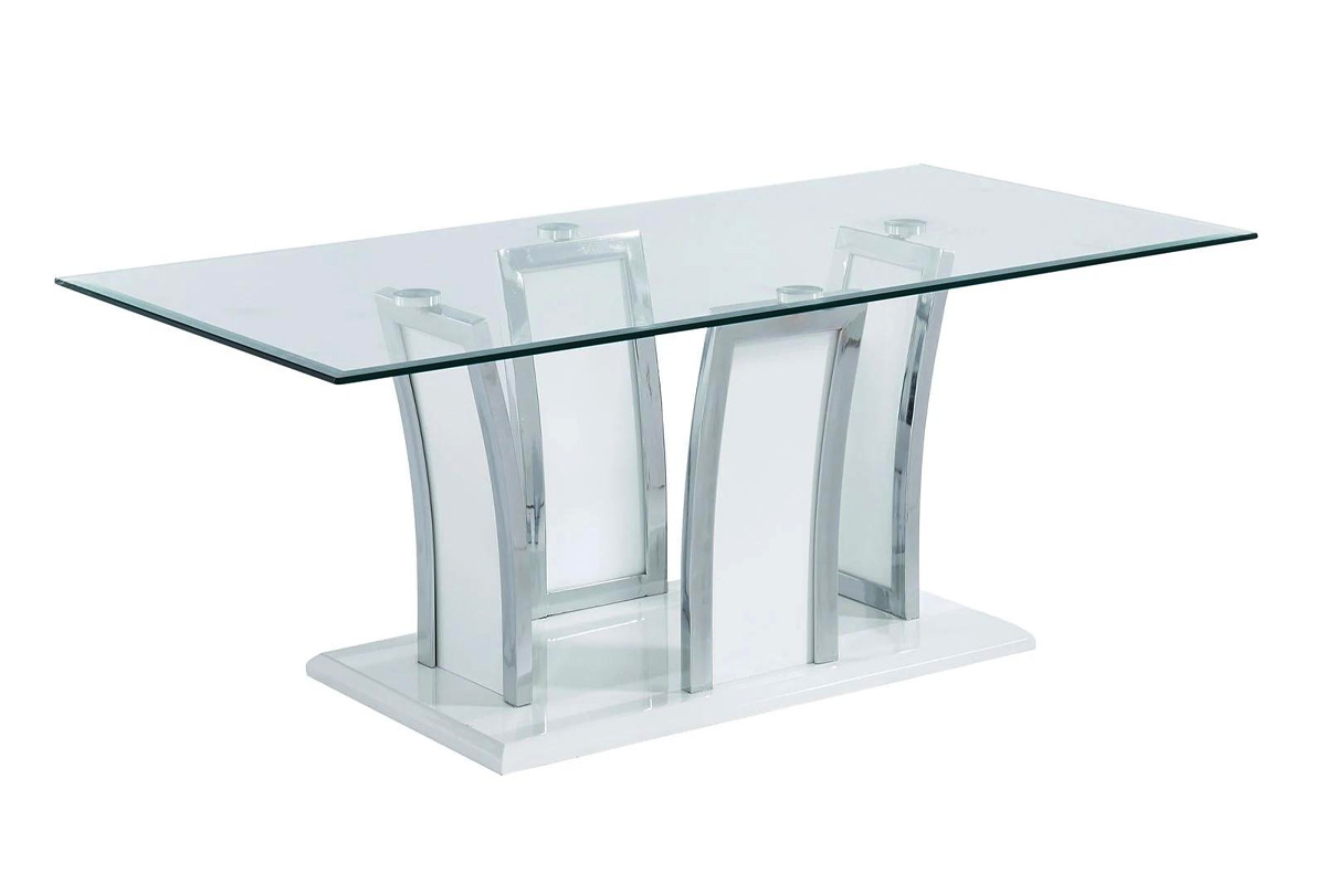 Staten Contemporary White & Chrome Coffee Table