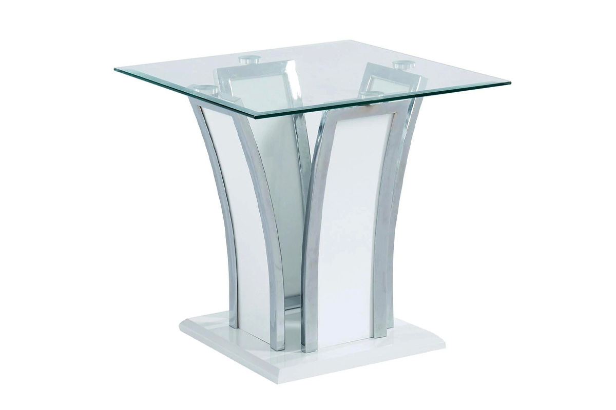 Staten Contemporary White & Chrome End Table