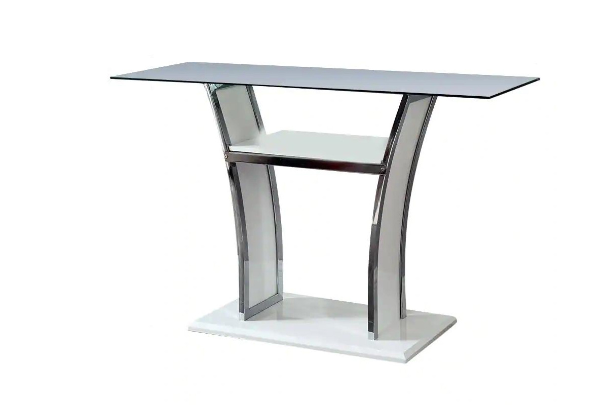 Staten Contemporary White & Chrome Sofa Table