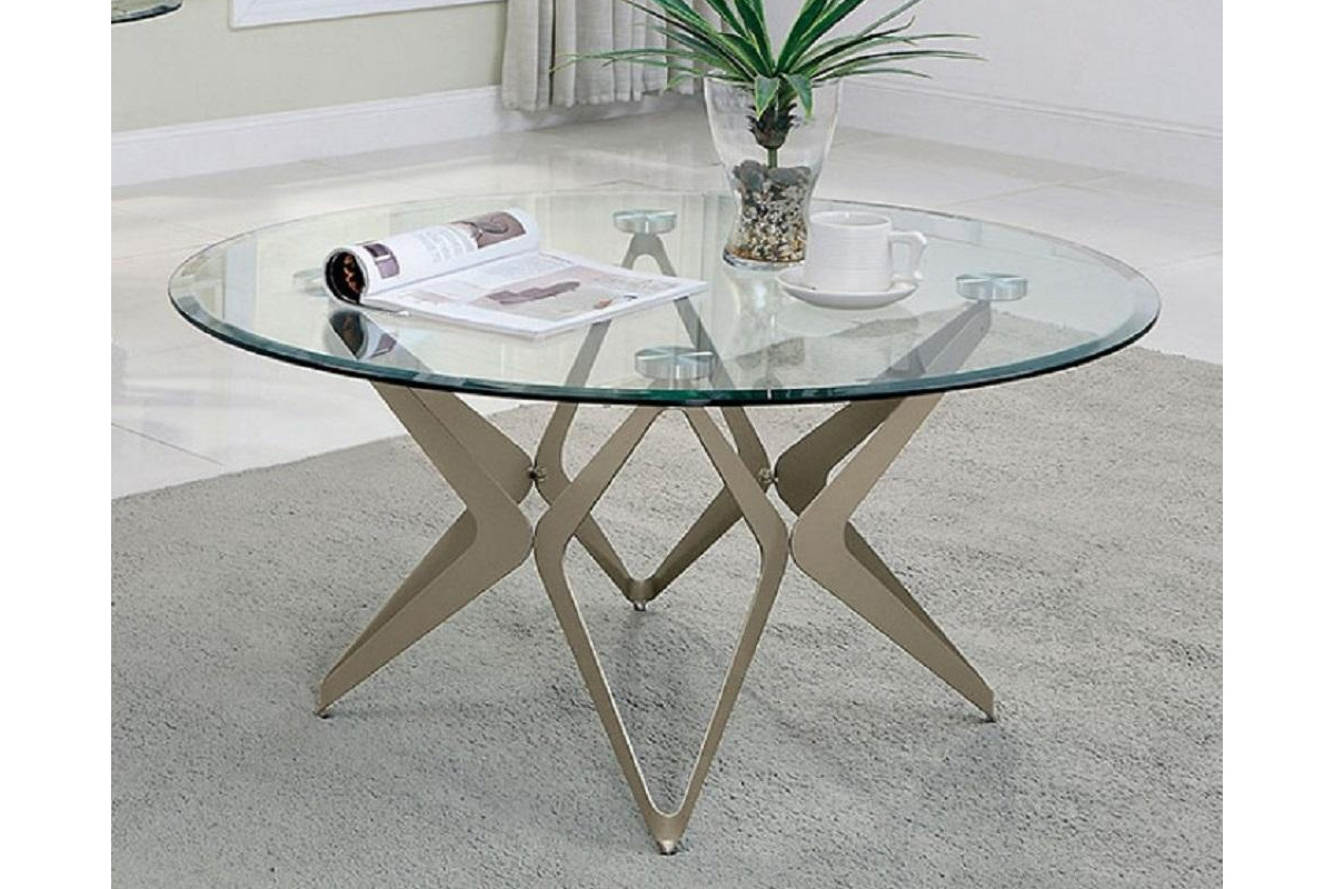 Alvise Contemporary Champagne Tempered Glass Coffee Table