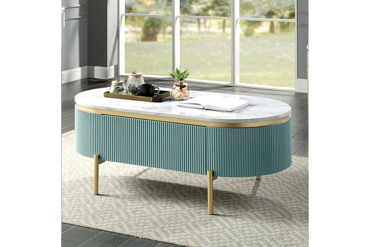 Koblenz Modern Teal Metal Coffee Table