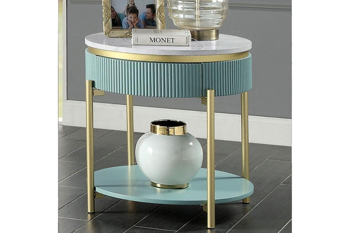 Koblenz Modern Teal Metal End Table
