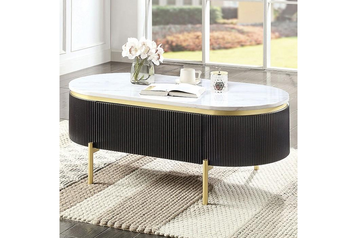Koblenz Modern Dark Walnut Metal Coffee Table