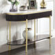 Koblenz Modern Dark Walnut Metal Sofa Table
