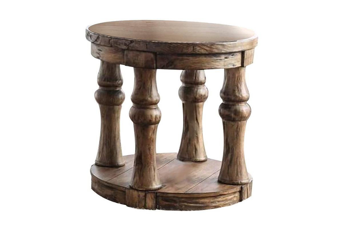 Mika Rustic Antique Oak End Table