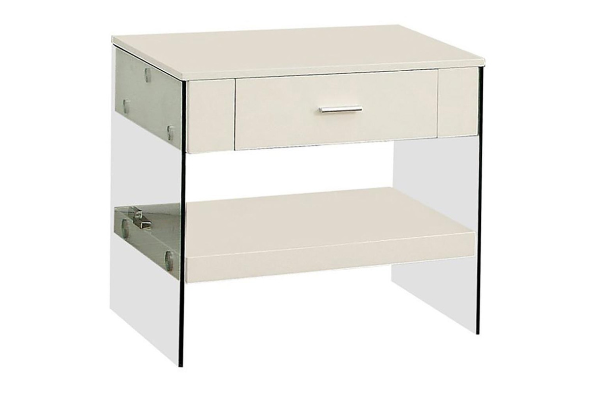 Raya Contemporary White Tempered Glass End Table