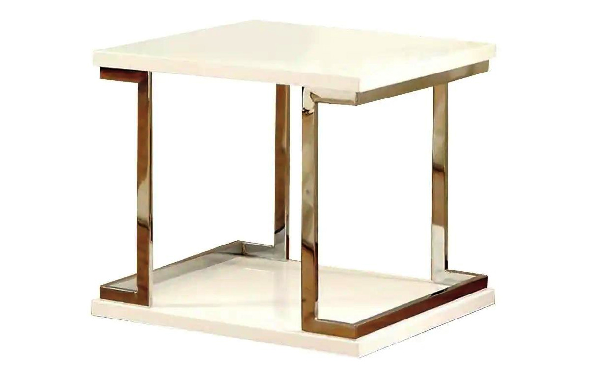 Meda Contemporary White & Chrome Metal End Table