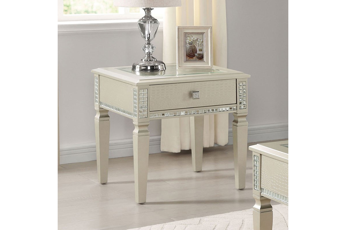 Adina Transitional Silver End Table