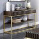 Augsburg Contemporary Walnut & Gold Sofa Table