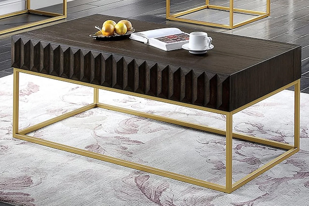 Augsburg Contemporary Walnut & Gold Coffee Table