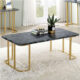 Calista Contemporary Black & Gold Faux Marble Top Coffee Table