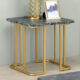 Calista Contemporary Black & Gold Faux Marble Top End Table